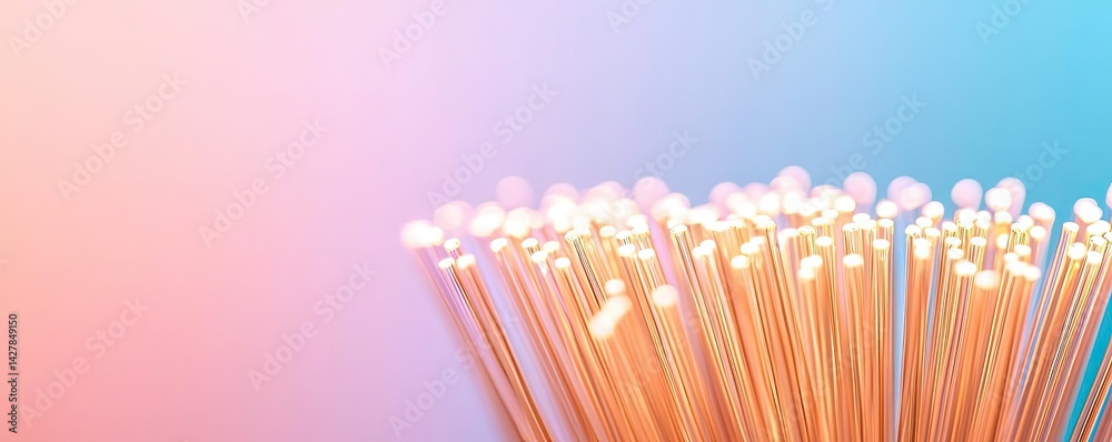 Poster lights of glowing fiber optic cables showing network connectors concept. abstract colorful design fe