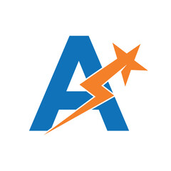 Star Logo combine with letter A vector template