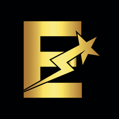 Star Logo combine with letter E vector template