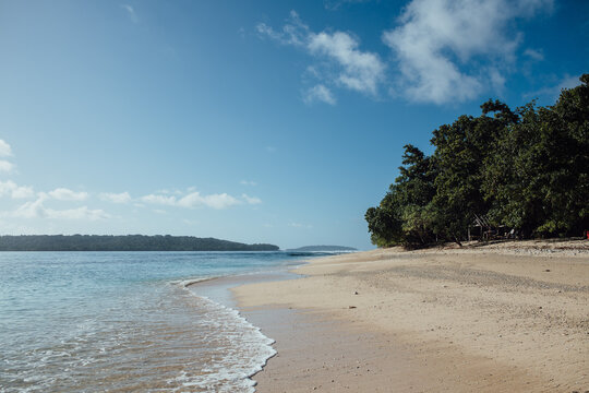 Exploring the tranquil beaches of Dany Island in Espiritu Santo, Vanuatu with stunning coastal views