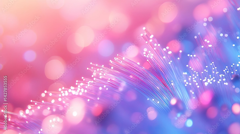 Poster lights of glowing fiber optic cables showing network connectors concept. a vibrant display of colorf