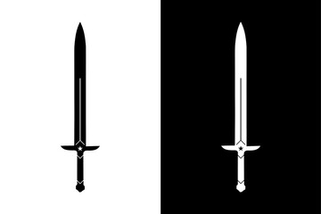 Sword Icon Vector Pack Black & White Silhouette Designs.