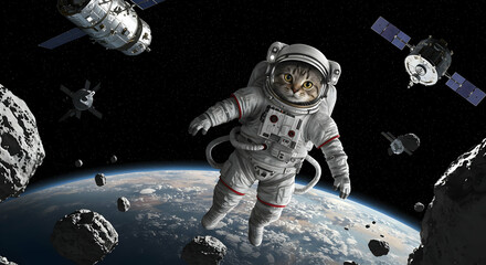 Cat in Spacesuit in Galaxy
