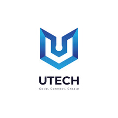 UTECH logo design, U and Technology logo
