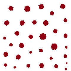 A repeating pattern of irregular red paint splatters on a white background.