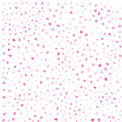A scattered pattern of light and dark pink brush strokes on a white background, resembling abstract flowers or petals.