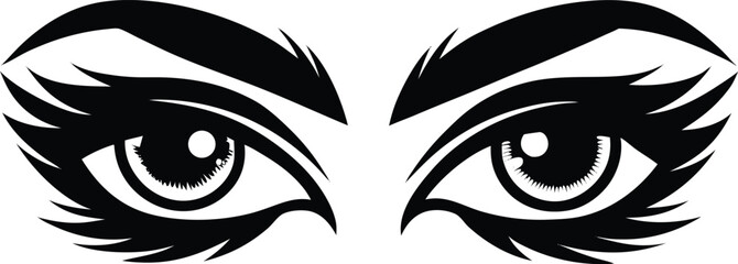 Eyes Silhouette Vector - Simple Black Facial Feature Illustration