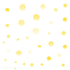 A white background scattered with varying sizes of soft yellow watercolor dots, creating a light and cheerful pattern.