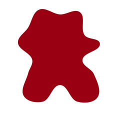 Abstract, irregular maroon shape on a white background, resembling a blobby figure or organic form.