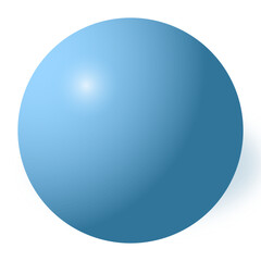 A smooth, glossy blue sphere with a subtle light reflection, set against a plain white background.