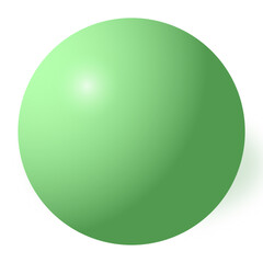 A shiny, smooth green sphere with subtle highlights and a soft shadow, set against a white background.