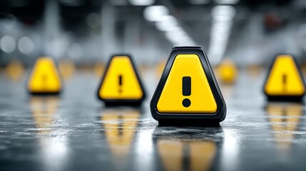 Caution Warning Signs in Factory Environment for Safety and Awareness