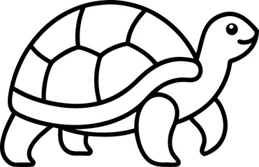 Tortoise icon line art vector on transparent background