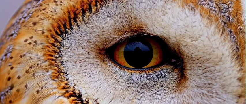 Anamorphic video of barn owl's eye 