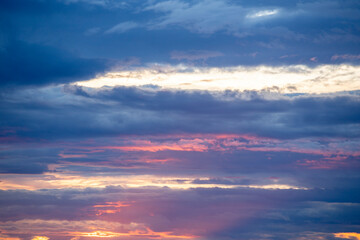 colorful dramatic sky with cloud at sunset