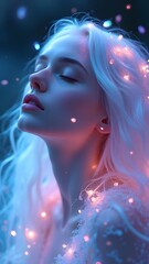 Ethereal Fantasy Portrait of a Dreamy Woman with Glowing Neon Water and Magical Lights &ndash; Hyper-Real AI Art