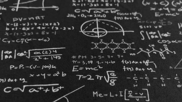 Abstract background of various scientific and mathematical notations