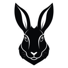 Wild Rabbit Head Silhouette Cute Minimalist Vector Art