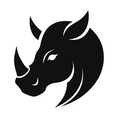 Wild Rhino Head Silhouette Strong Vector Illustration