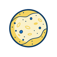 Fototapeta premium Mercury icon in a playful style with yellow and blue colors 
