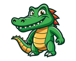 A Design of cute Crocodile mascot logo icon design on white