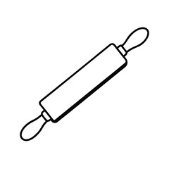 rolling pin and dough icon with white background