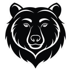 Wild Bear Head Silhouette Strong Vector Illustration