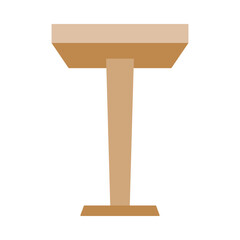 Classic wooden lectern, podium or rostrum icon from in front for public speaking in vector