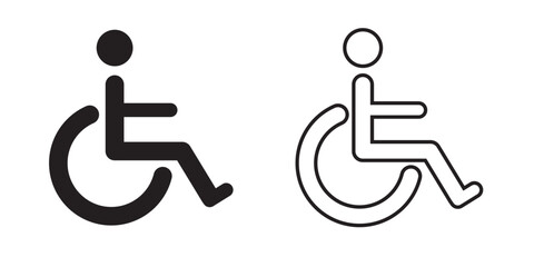 Disabled icon set. Wheel chair symbol. Wheelchair, access sign for disabled people. Disabled disability icons. 