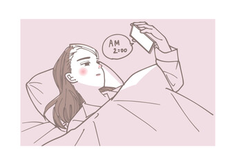 途中覚醒してしまった女性のイラスト