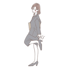 靴の踵が擦れて痛い女性のイラスト