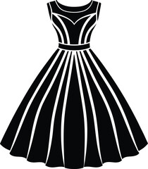 Female Dress Silhouette Vector - Simple Black Fashion Illustration