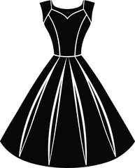 Female Dress Silhouette Vector - Simple Black Fashion Illustration
