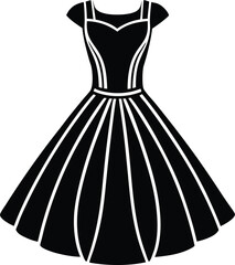 Female Dress Silhouette Vector - Simple Black Fashion Illustration