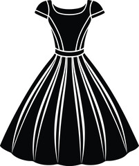 Female Dress Silhouette Vector - Simple Black Fashion Illustration