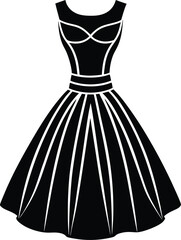 Female Dress Silhouette Vector - Simple Black Fashion Illustration