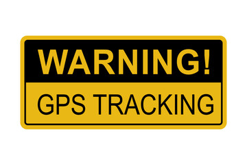 GPS satellite tracking yellow warning sticker or label vector