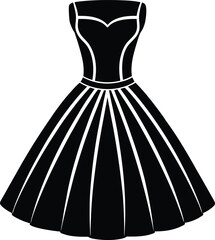 Female Dress Silhouette Vector - Simple Black Fashion Illustration