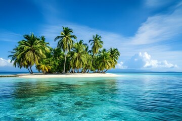 Lush Island Escape Surrounded by Vibrant Blue Ocean