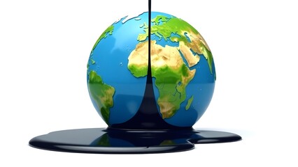 Black oil is pouring onto the Earth