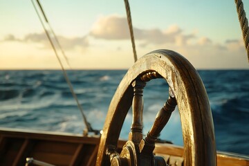 Ocean Adventure Highlighted by Ships Wheel and Blue Horizon