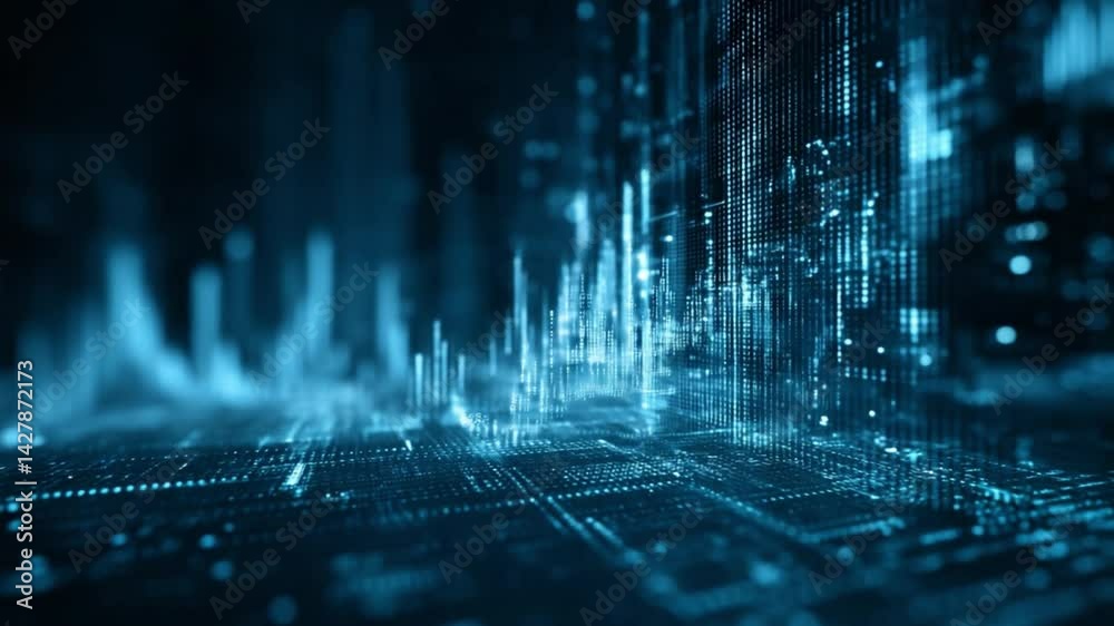 Poster digital data stream: an abstract representation of a digital data stream, visualized in vibrant shad
