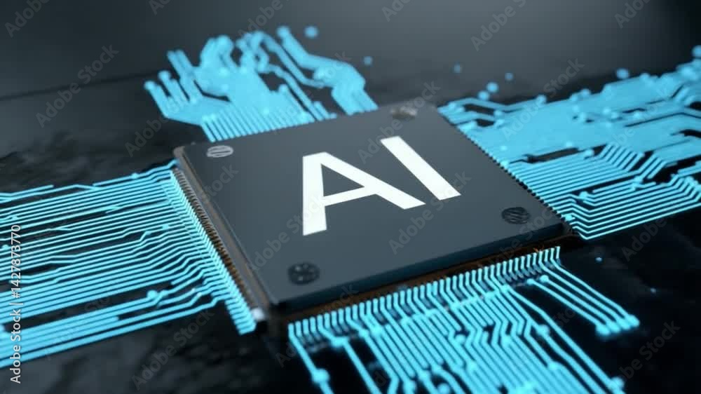 Poster ai chip: a detailed visual representation of a cutting-edge ai chip with the letters 