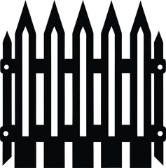 Fence Silhouette Vector - Simple Black Outdoor Structure Illustration