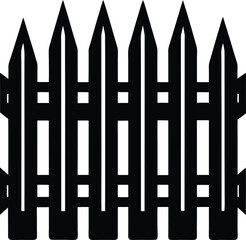 Fence Silhouette Vector - Simple Black Outdoor Structure Illustration