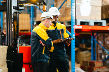 Warehouse Workers Loading Forklift.