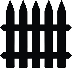 Fence Silhouette Vector - Simple Black Outdoor Structure Illustration