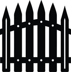Fence Silhouette Vector - Simple Black Outdoor Structure Illustration