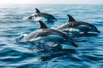 Fototapeta premium Graceful Dolphin Movement Captured in Ocean Environment