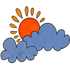 Sun with Blue cloud aesthetic illustration